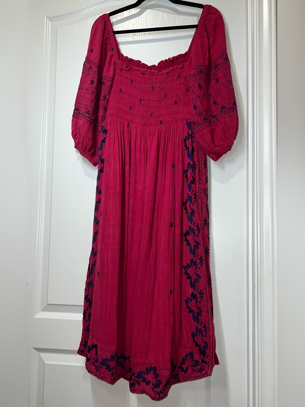 Anthropologie Bonnie Smocked Embroidered Detail Midi Dress Women’s Size XS